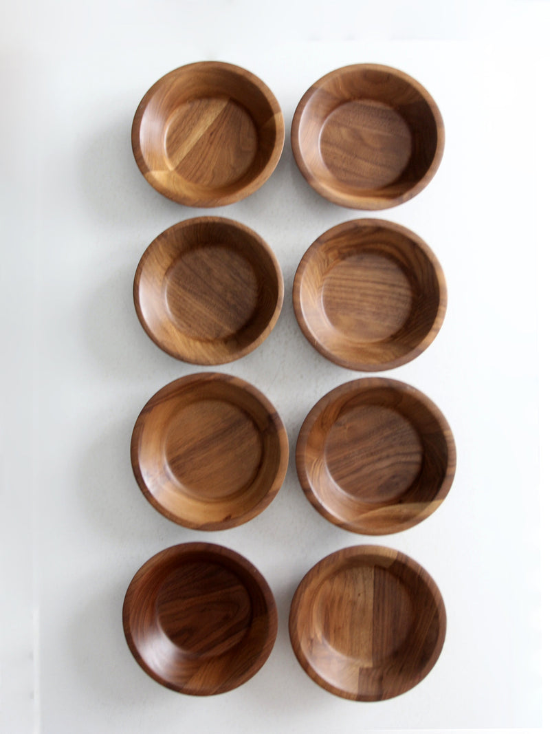 mid century walnut salad bowl set of 8