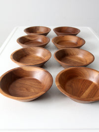 mid century walnut salad bowl set of 8