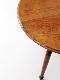 vintage round wood coffee table with turned legs