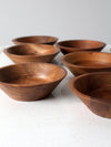 mid century walnut salad bowl set of 8