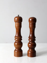 mid century wooden salt & pepper shakers