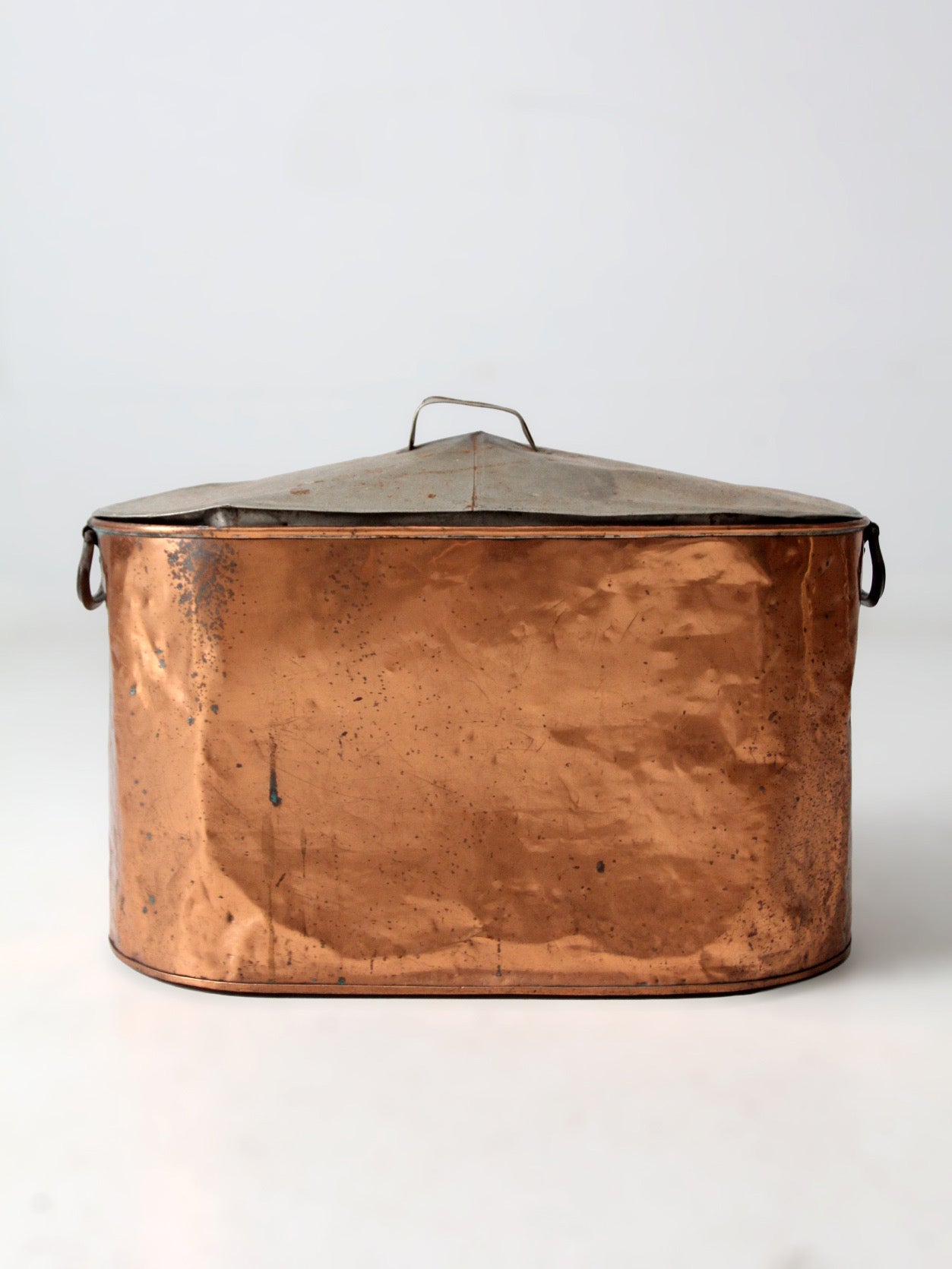 antique copper lidded wash tub