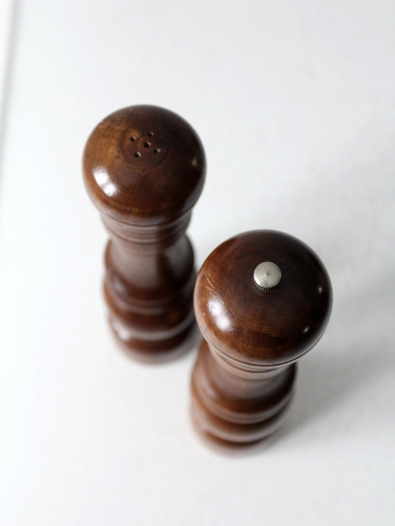 mid century wooden salt & pepper shakers