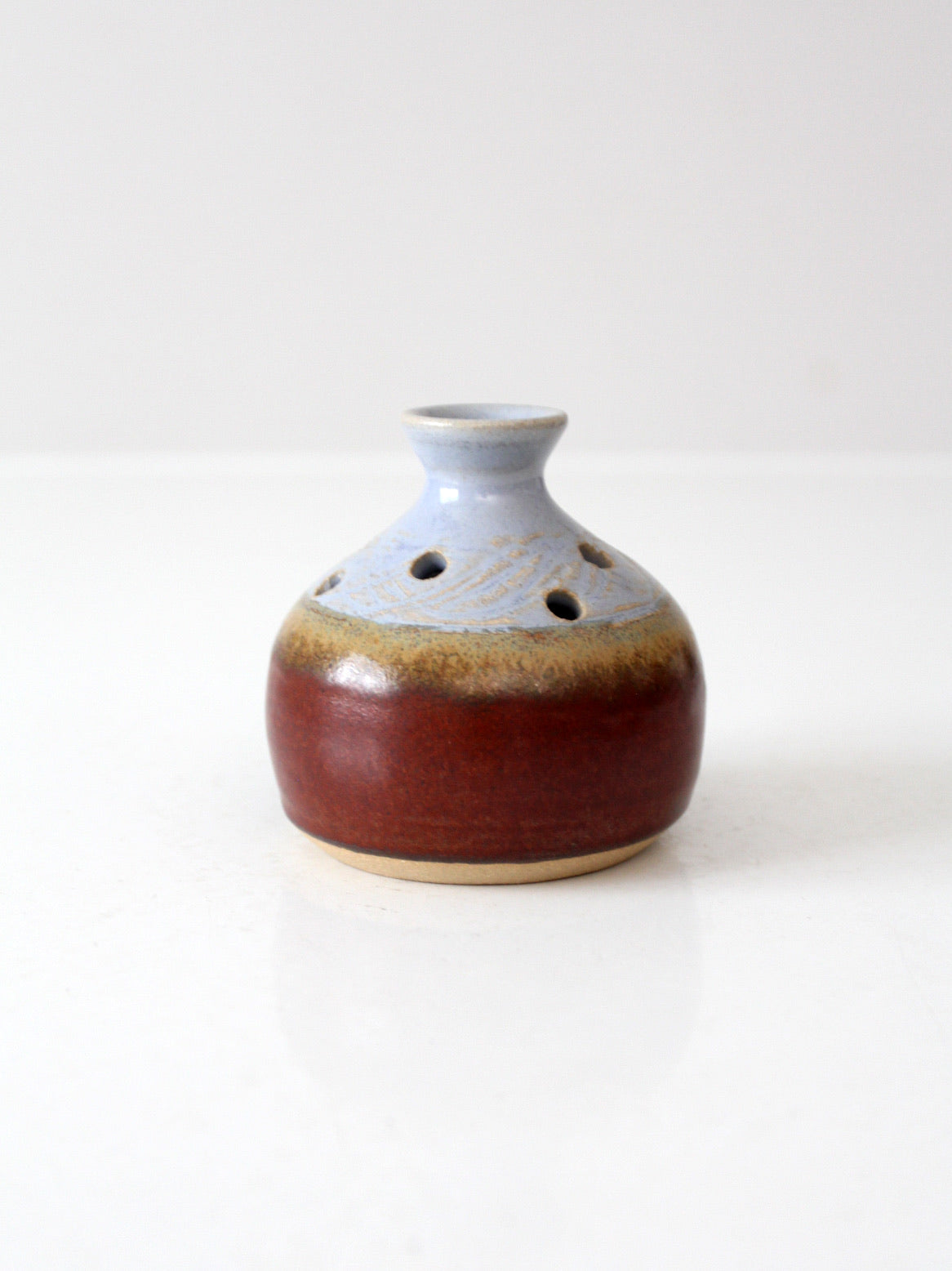 vintage studio pottery flower frog vase