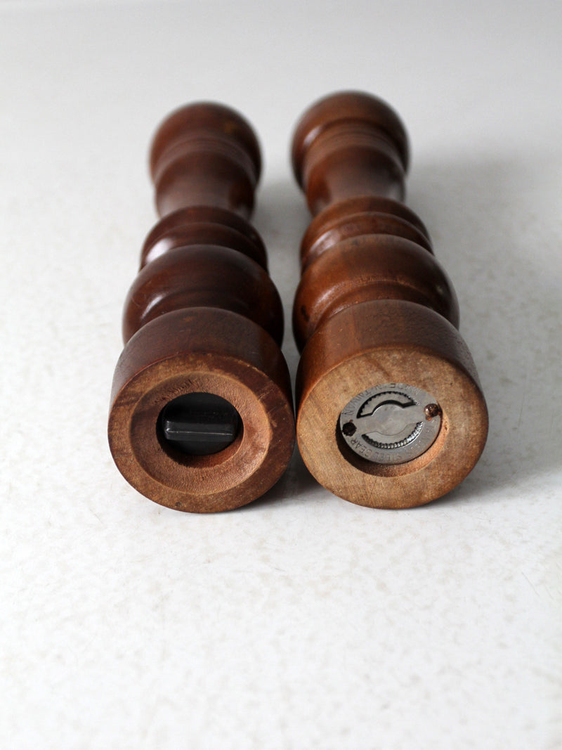 mid century wooden salt & pepper shakers