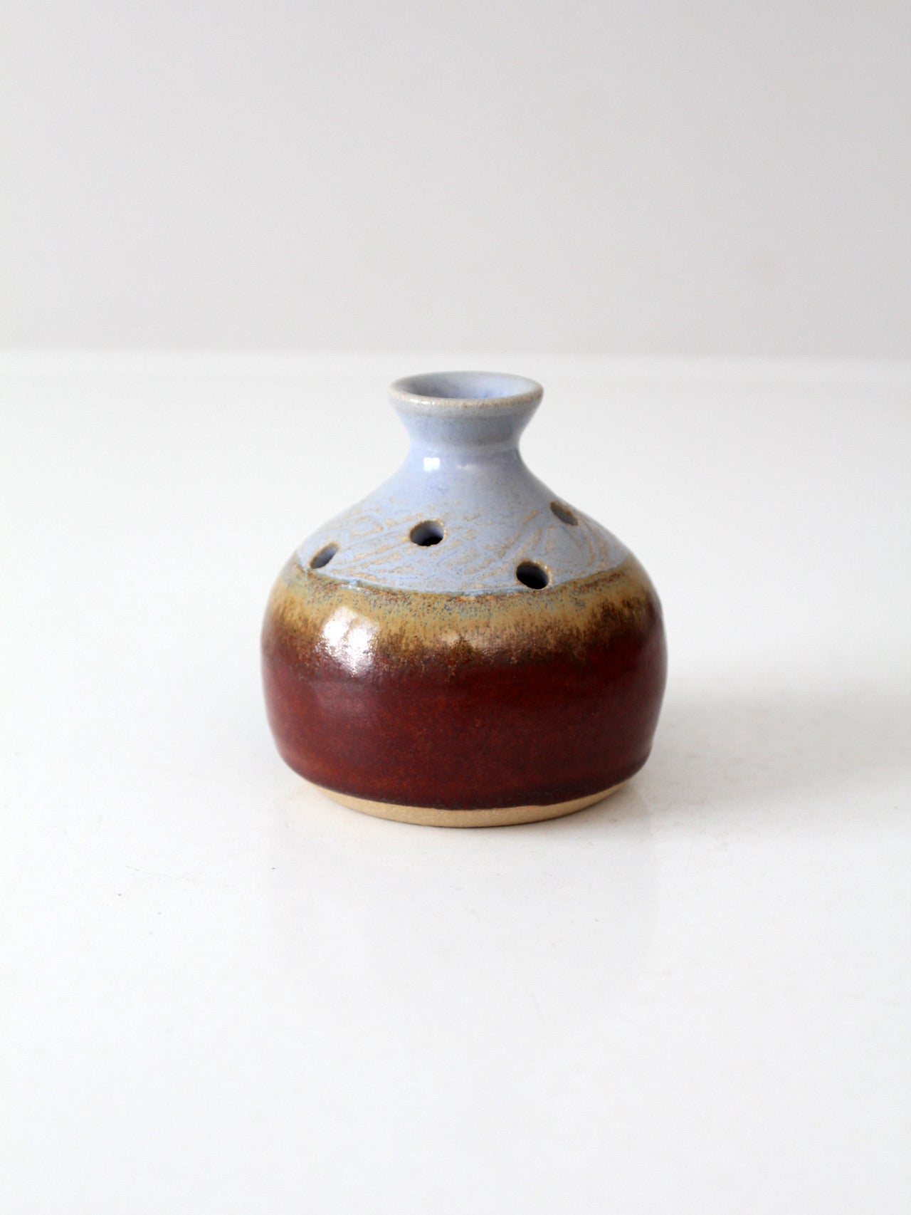 vintage studio pottery flower frog vase