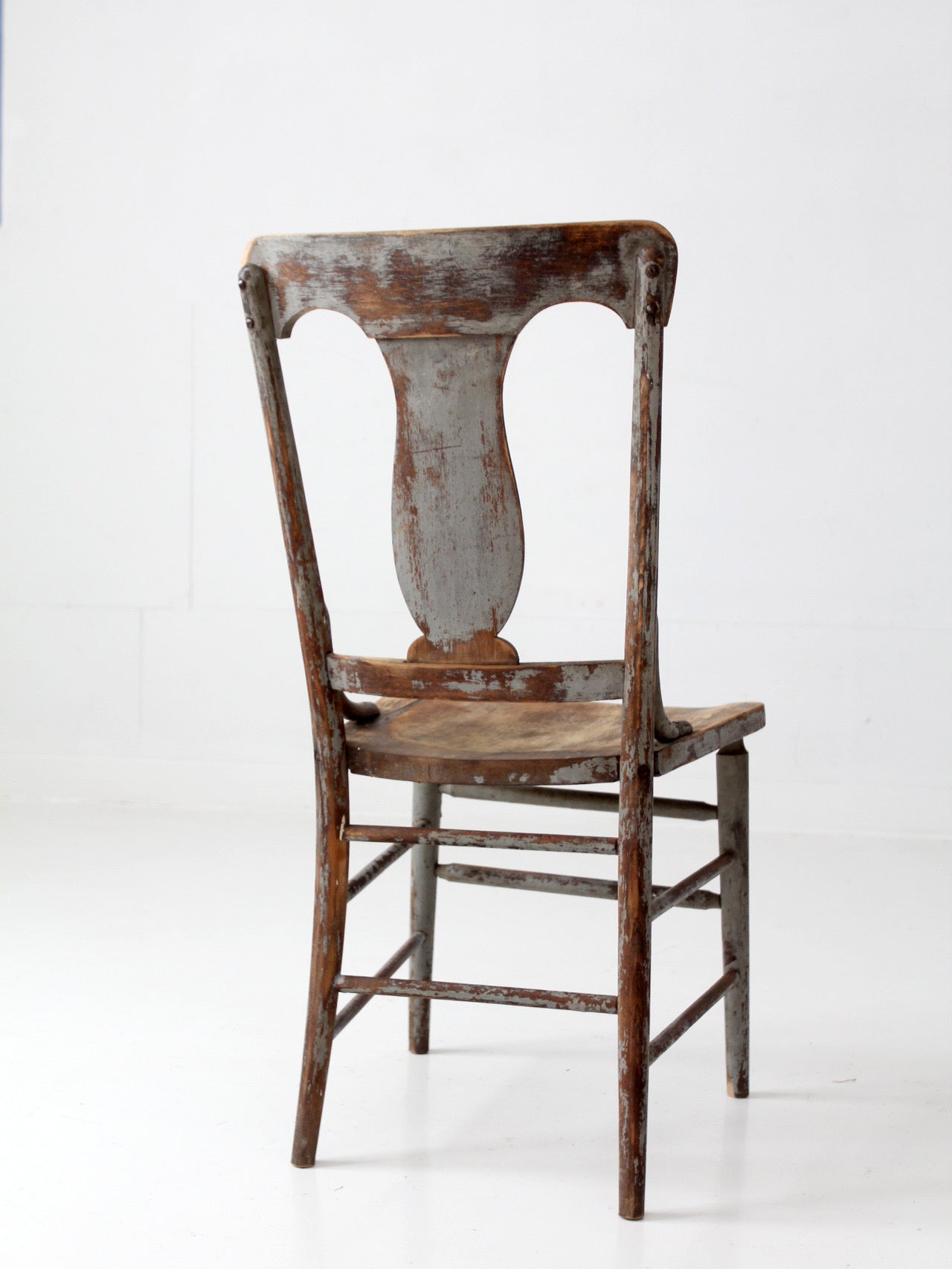 antique American country painted lyre back chair