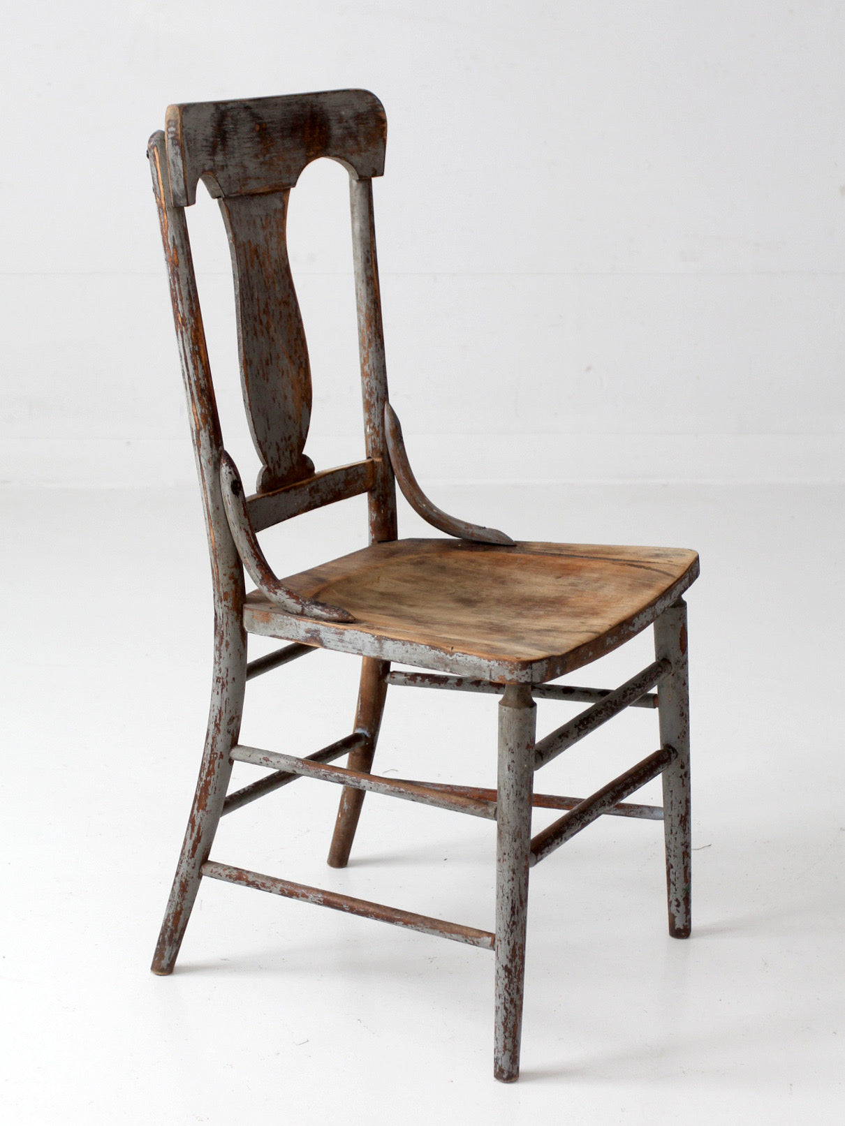 antique American country painted lyre back chair