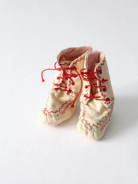 antique embroidered felt baby shoes