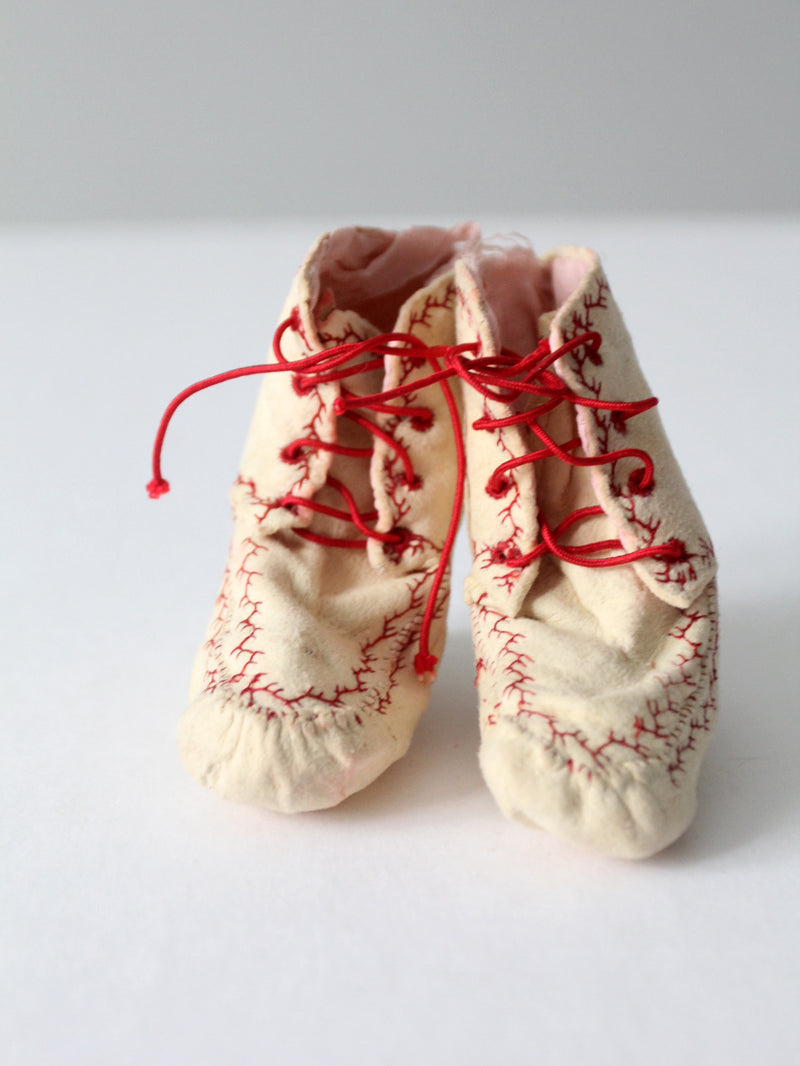 antique embroidered felt baby shoes