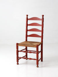 vintage red ladder back rush seat chair