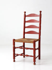 vintage red ladder back rush seat chair