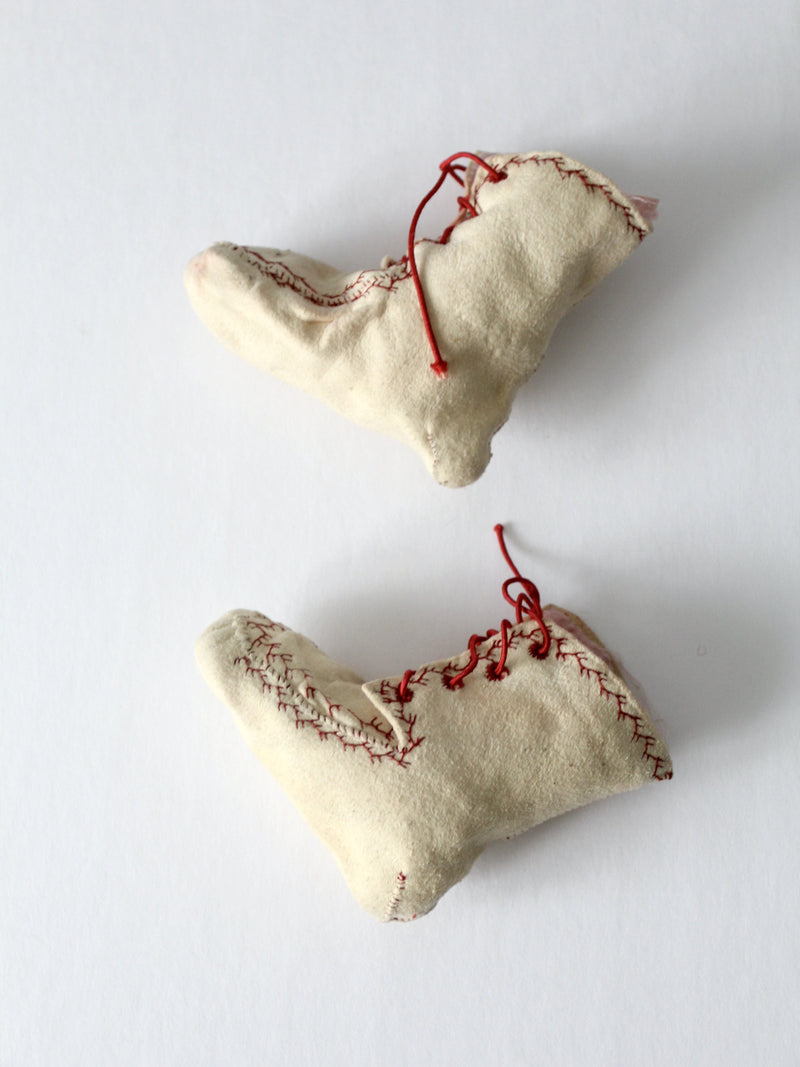 antique embroidered felt baby shoes