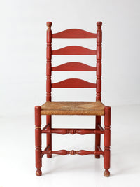 vintage red ladder back rush seat chair