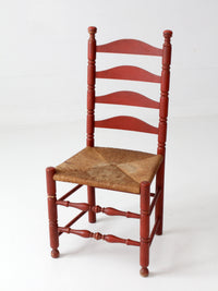 vintage red ladder back rush seat chair