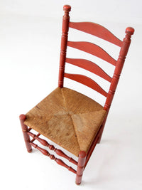 vintage red ladder back rush seat chair