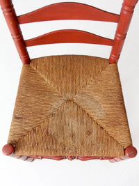 vintage red ladder back rush seat chair