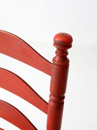 vintage red ladder back rush seat chair