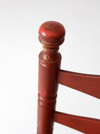vintage red ladder back rush seat chair