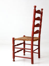 vintage red ladder back rush seat chair