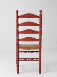 vintage red ladder back rush seat chair