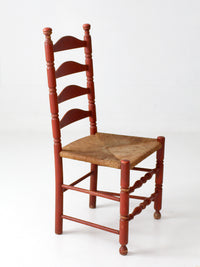 vintage red ladder back rush seat chair
