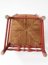 vintage red ladder back rush seat chair