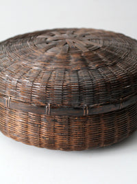 antique Chinese lidded bamboo basket