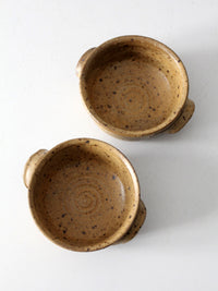 vintage handmade studio pottery bowls pair