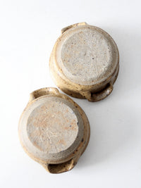 vintage handmade studio pottery bowls pair