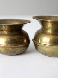 vintage brass cuspidor pair