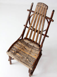 vintage Amish twig furniture | bentwood chair, coffee table, and end table