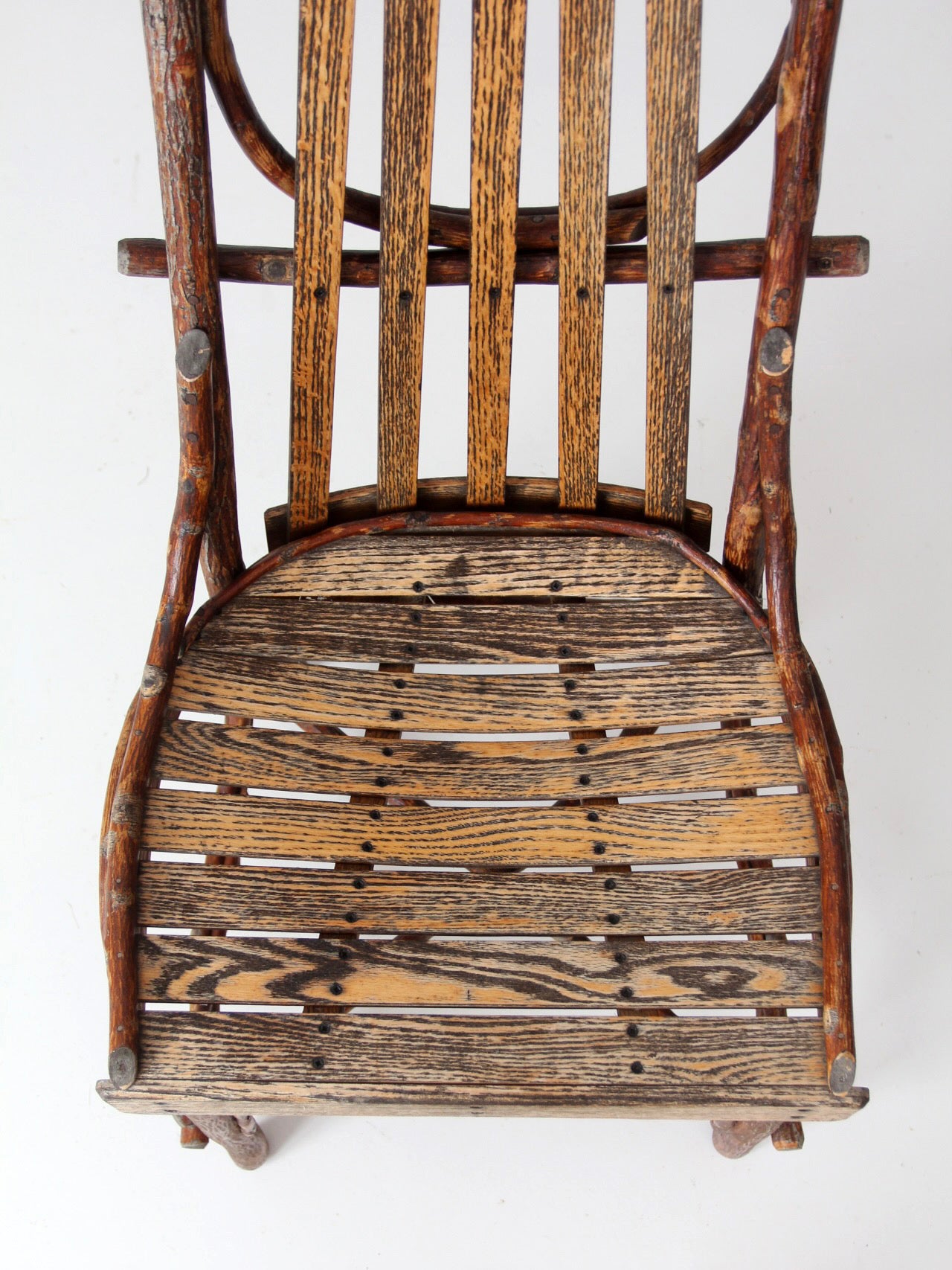 vintage Amish twig furniture | bentwood chair, coffee table, and end table