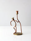 vintage folk art copper candlestick holder