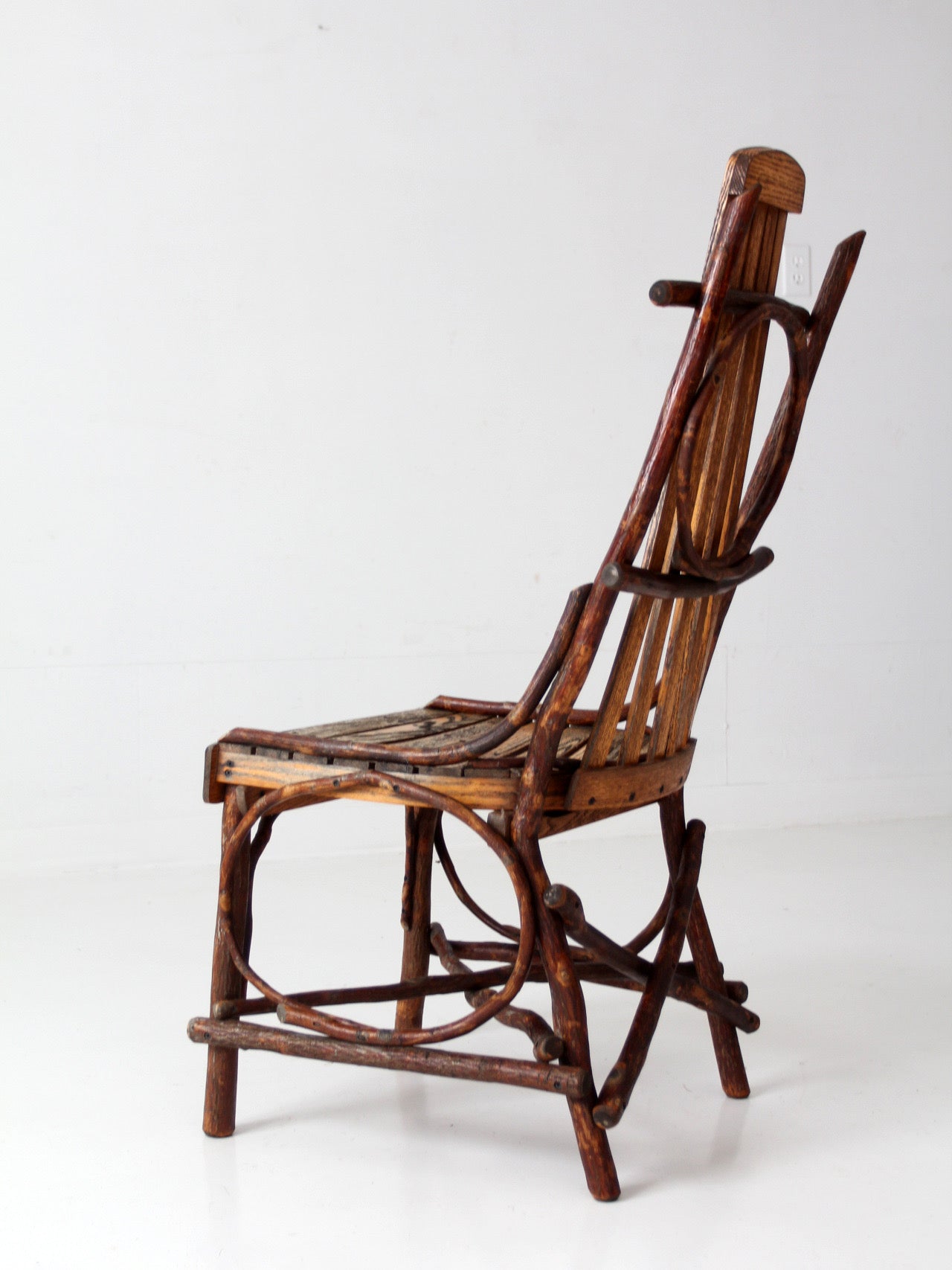 vintage Amish twig furniture | bentwood chair, coffee table, and end table