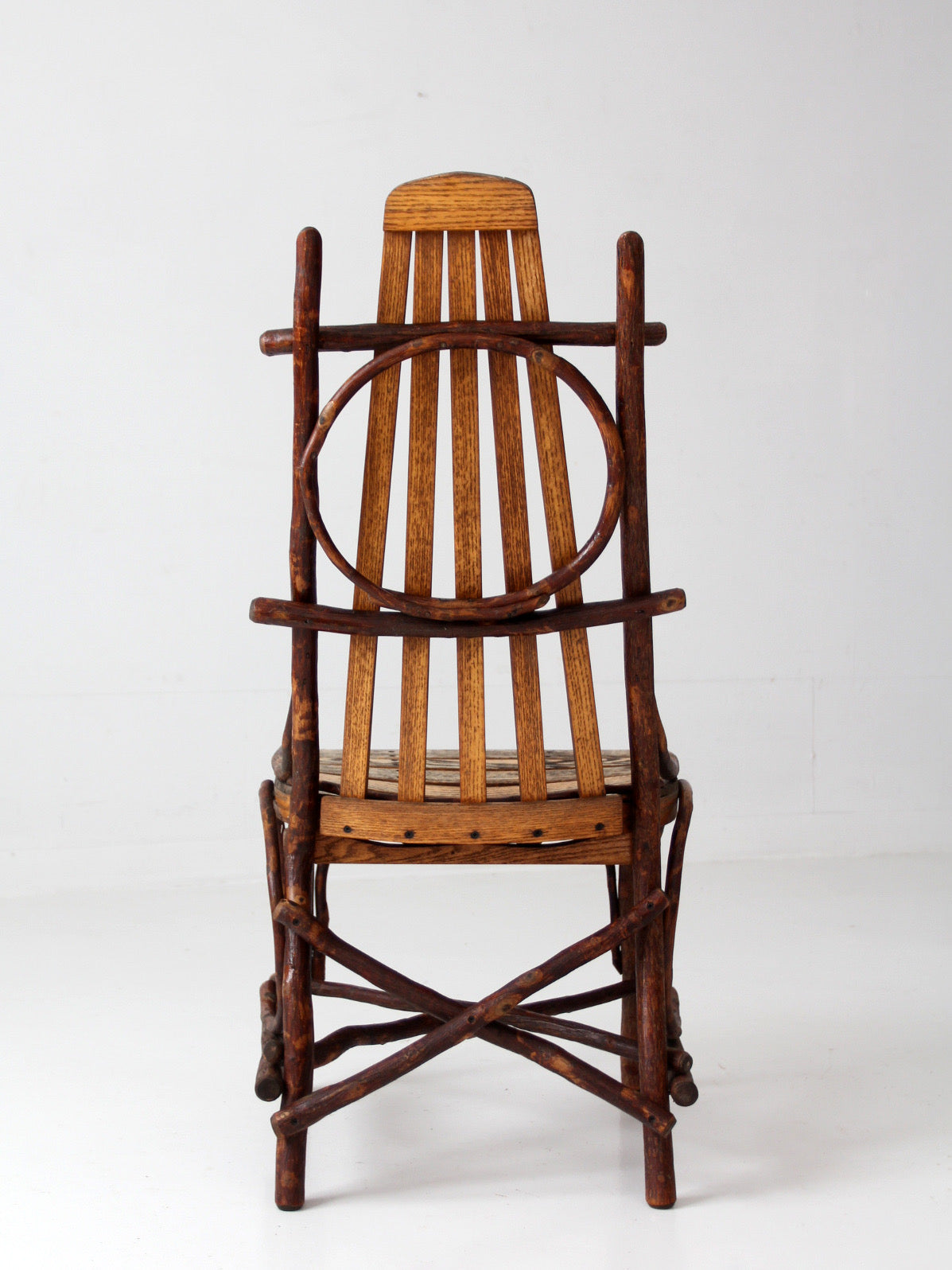 vintage Amish twig furniture | bentwood chair, coffee table, and end table