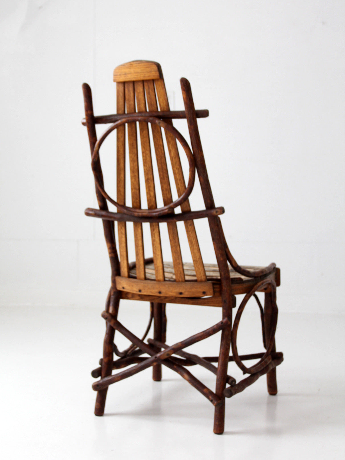 vintage Amish twig furniture | bentwood chair, coffee table, and end table