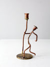 vintage folk art copper candlestick holder