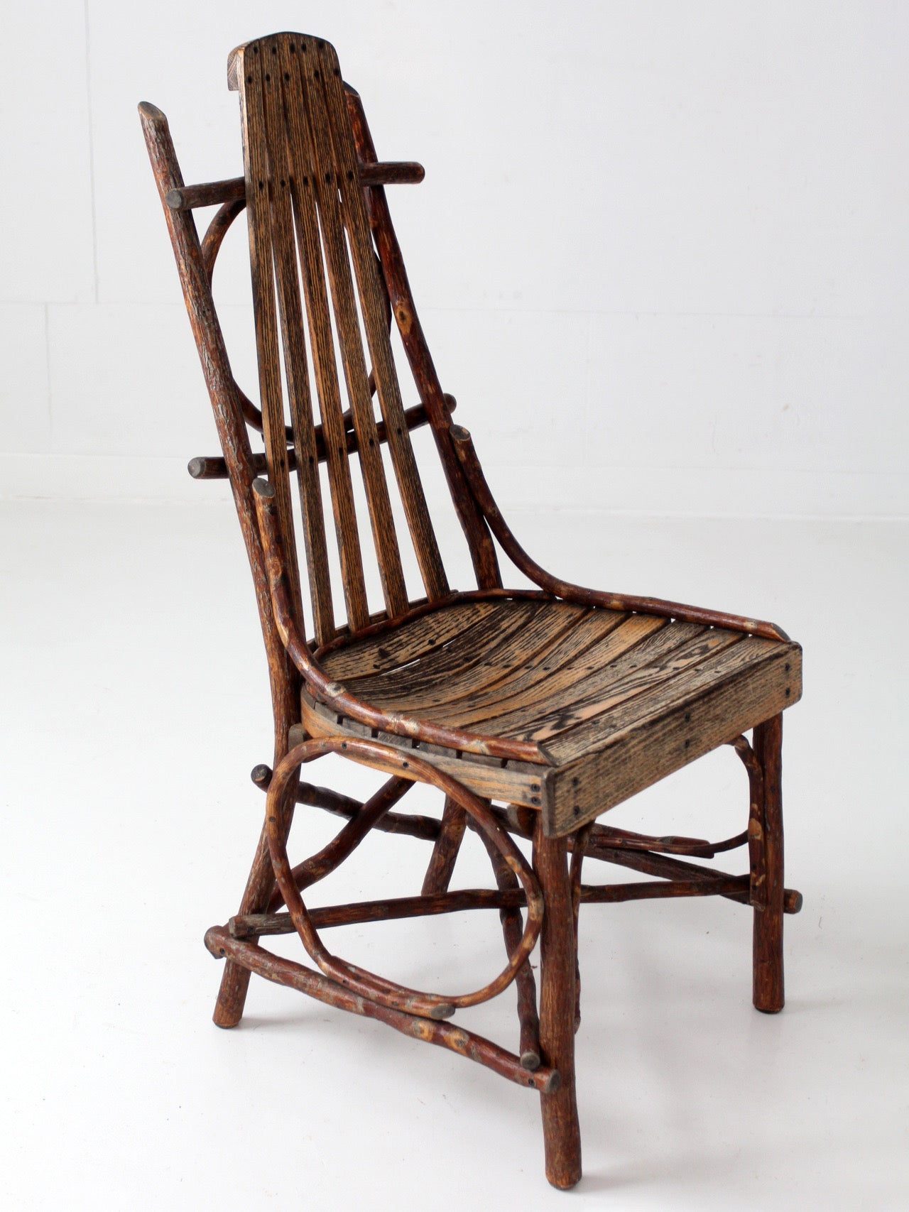 vintage Amish twig furniture | bentwood chair, coffee table, and end table