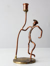 vintage folk art copper candlestick holder