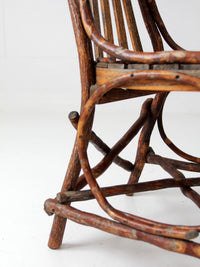vintage Amish twig furniture | bentwood chair, coffee table, and end table