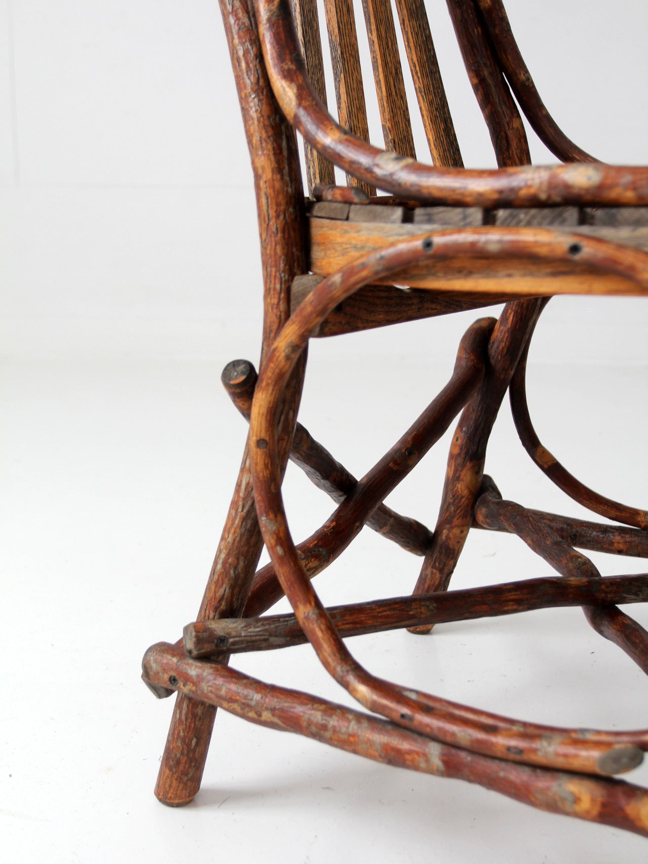 vintage Amish twig furniture | bentwood chair, coffee table, and end table