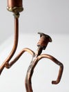 vintage folk art copper candlestick holder