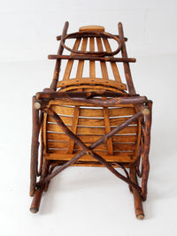 vintage Amish twig furniture | bentwood chair, coffee table, and end table