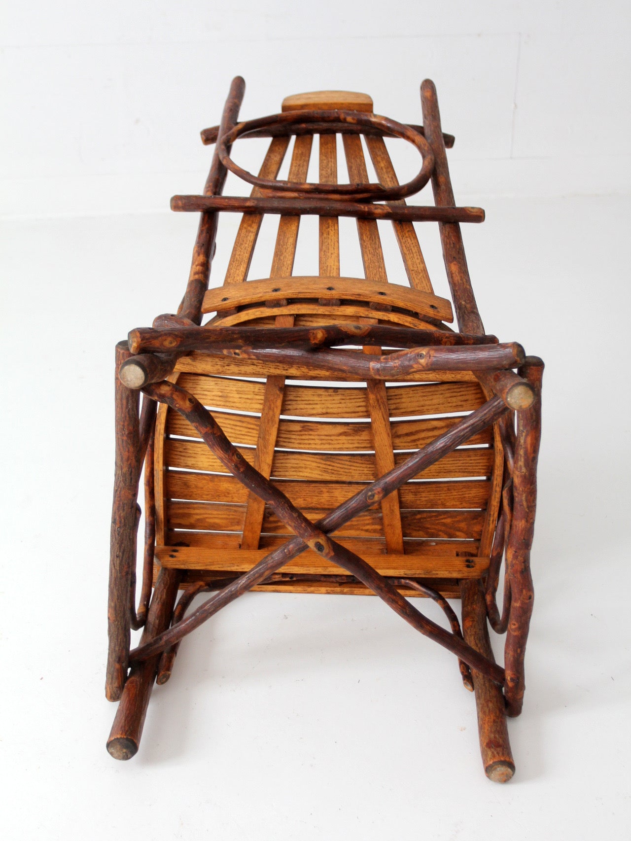 vintage Amish twig furniture | bentwood chair, coffee table, and end table