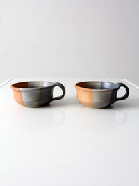 vintage studio pottery soup cups pair