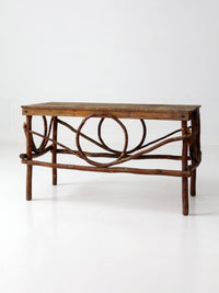 vintage Amish twig furniture | bentwood chair, coffee table, and end table