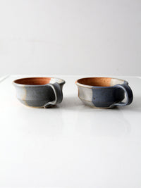 vintage studio pottery soup cups pair