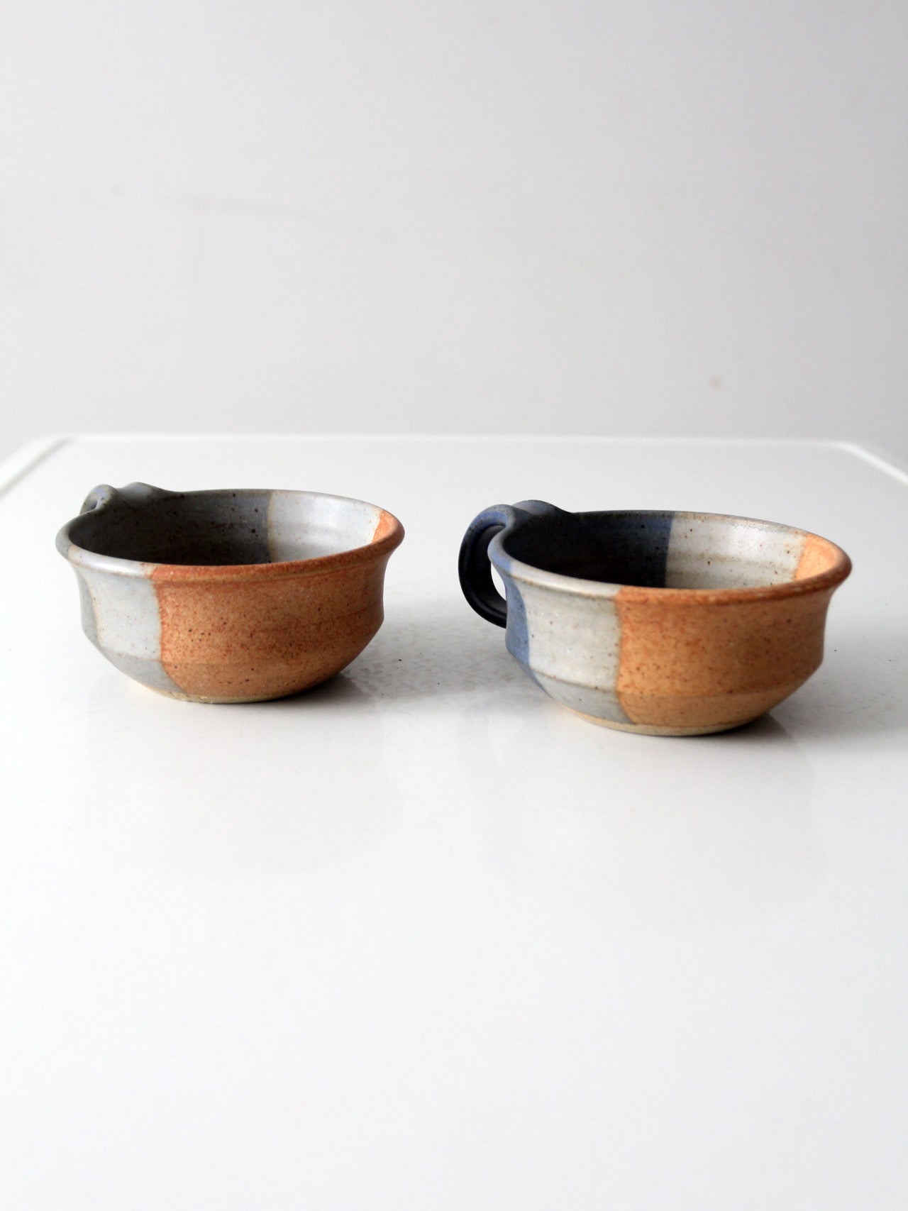 vintage studio pottery soup cups pair