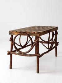 vintage Amish twig furniture | bentwood chair, coffee table, and end table